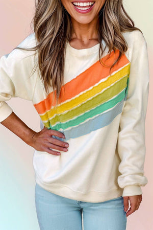 Rainbow Striped Loose Fit Sweatshirt