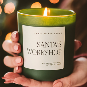 *NEW* Santa's Workshop 15 oz Soy Candle, Green Matte Jar