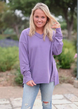 Deep Plum Terry Pullover