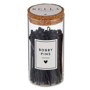 Black Bobby Pins in Jar - Large (75pcs)